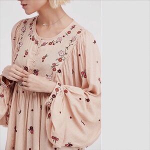 Kiss From A Rose Tunic Boho Top Embroidered Pink Size M